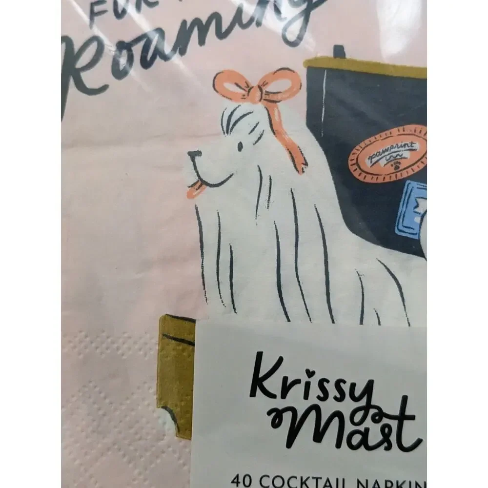 40 CT GUEST NAPKINS Dog Room Fur More Roaming New Krissy Mast Desiner